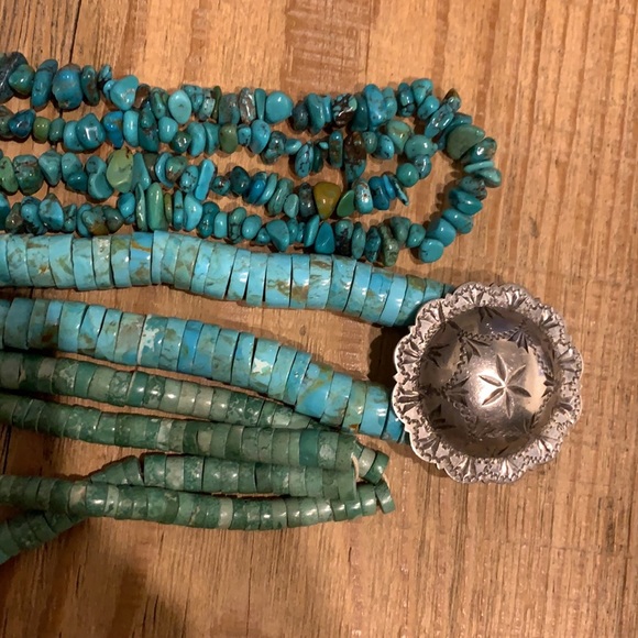 VTG American Indian turquoise sterling silver lot 3 necklaces beads Navajo - Picture 4 of 4